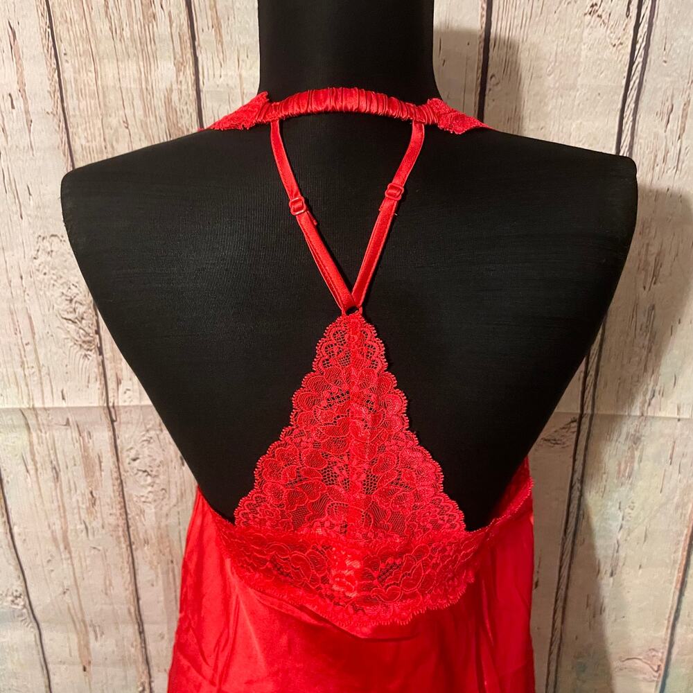 Victoria's Secret Slip Womens Medium Red Satin Lace Trim Lingerie Valentines - Picture 5 of 5